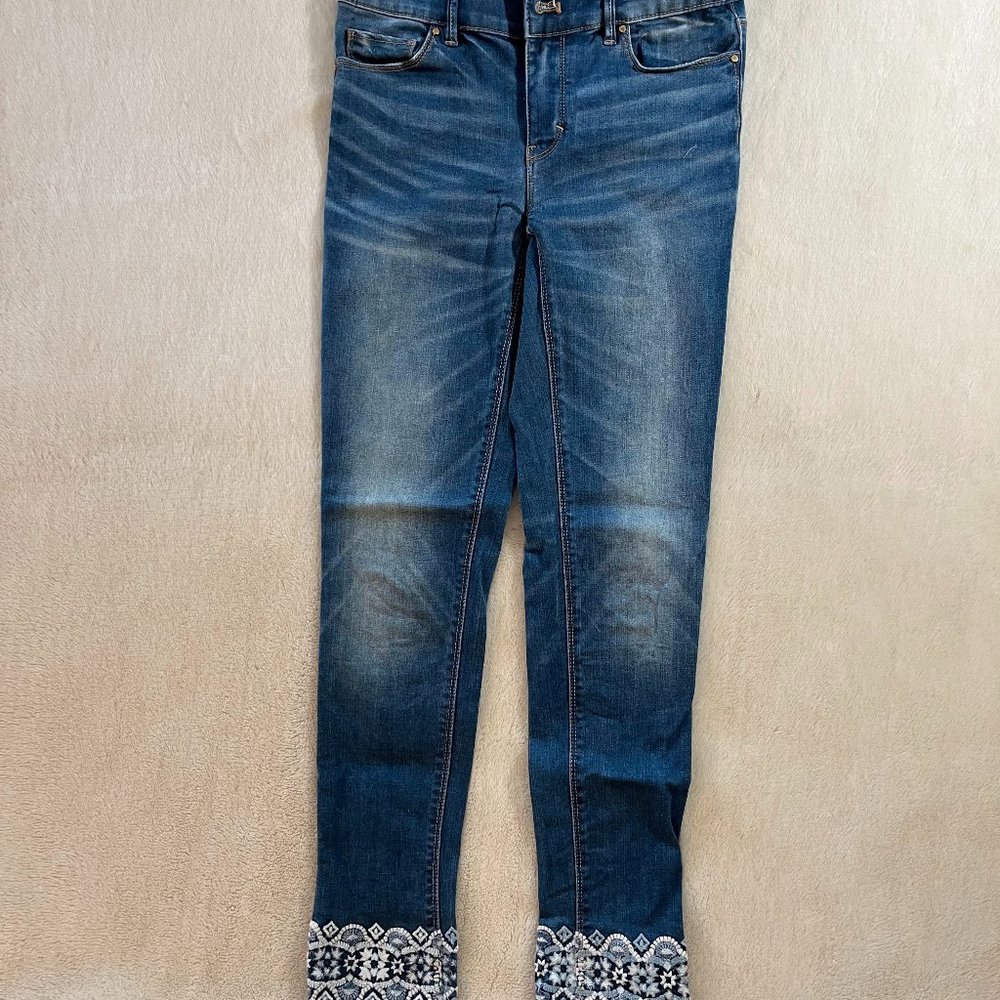 White House Black Market Embroidered Denim Jeans